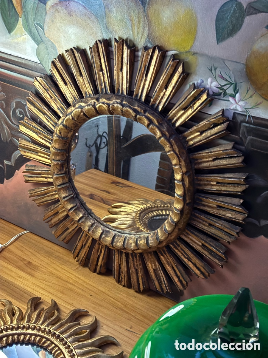 Antig&uuml;edades: ESPEJO SOL MADERA DORADA - Foto 10