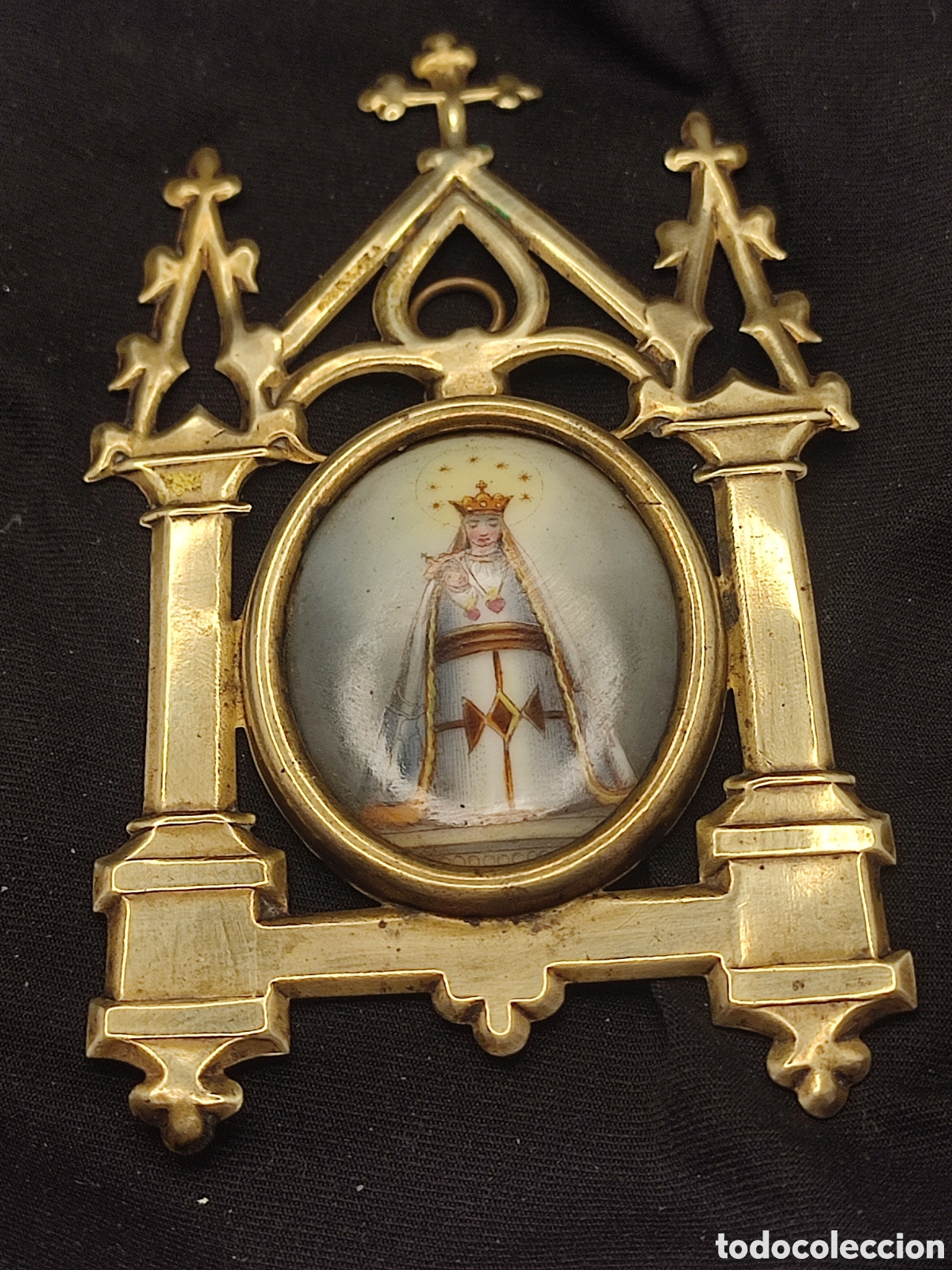 Antig&uuml;edades: Capilla de viaje para colgar / placa devocional vitgen - Foto 1