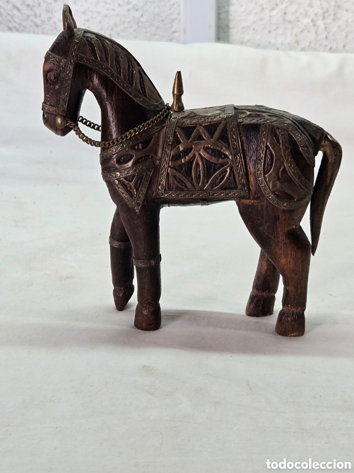 Antig&uuml;edades: Antiguo caballo madera y cobre - Foto 2