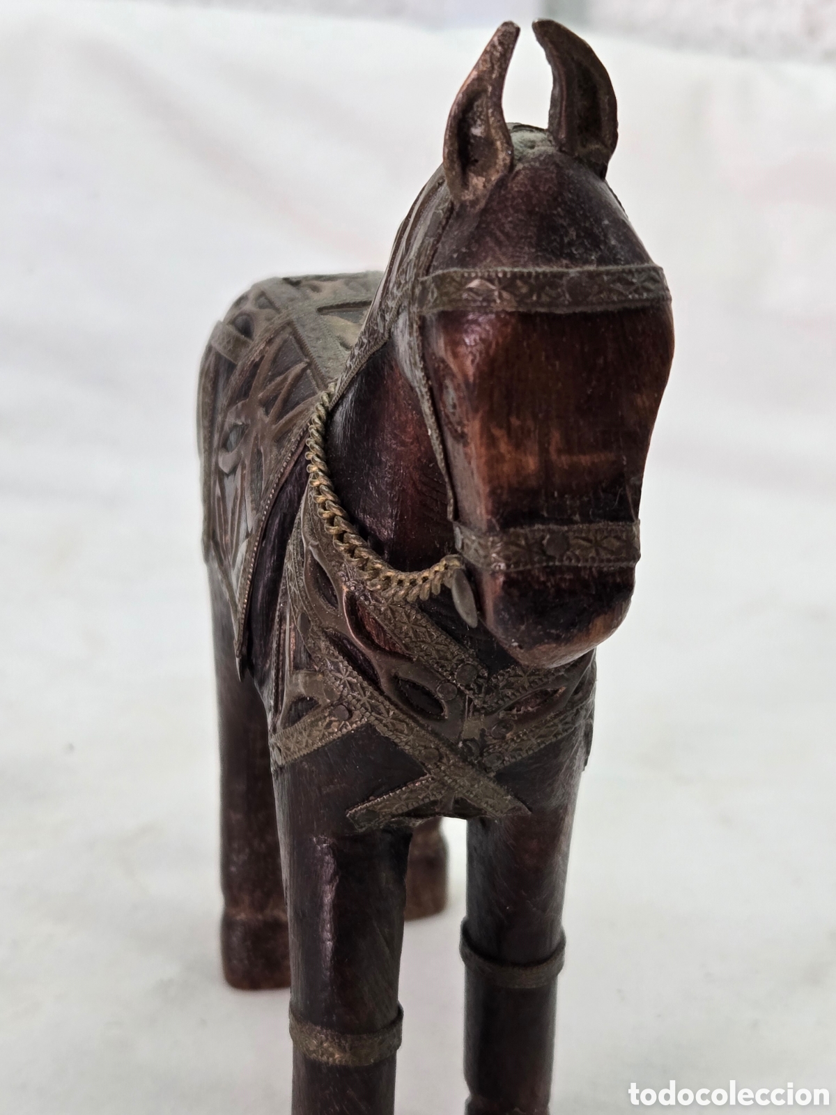 Antig&uuml;edades: Antiguo caballo madera y cobre - Foto 3