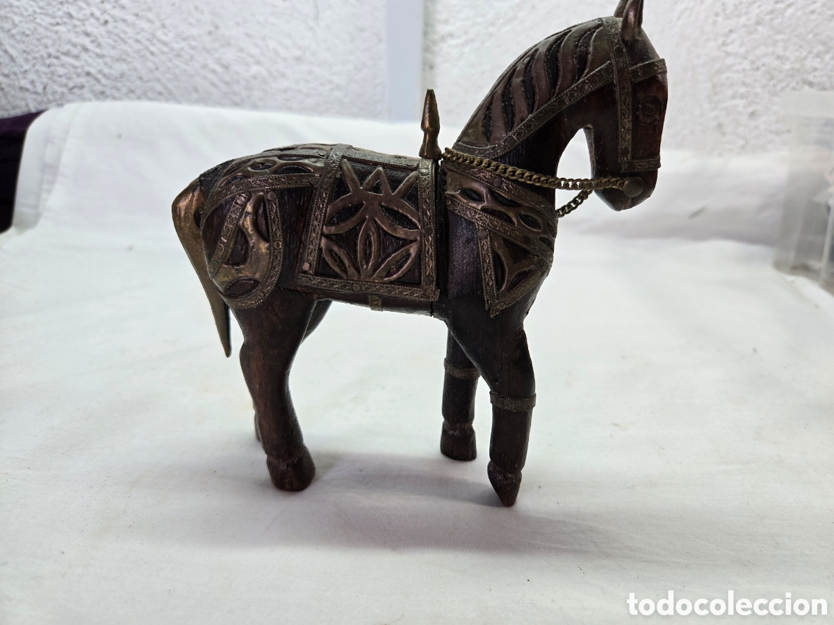 Antig&uuml;edades: Antiguo caballo madera y cobre - Foto 5