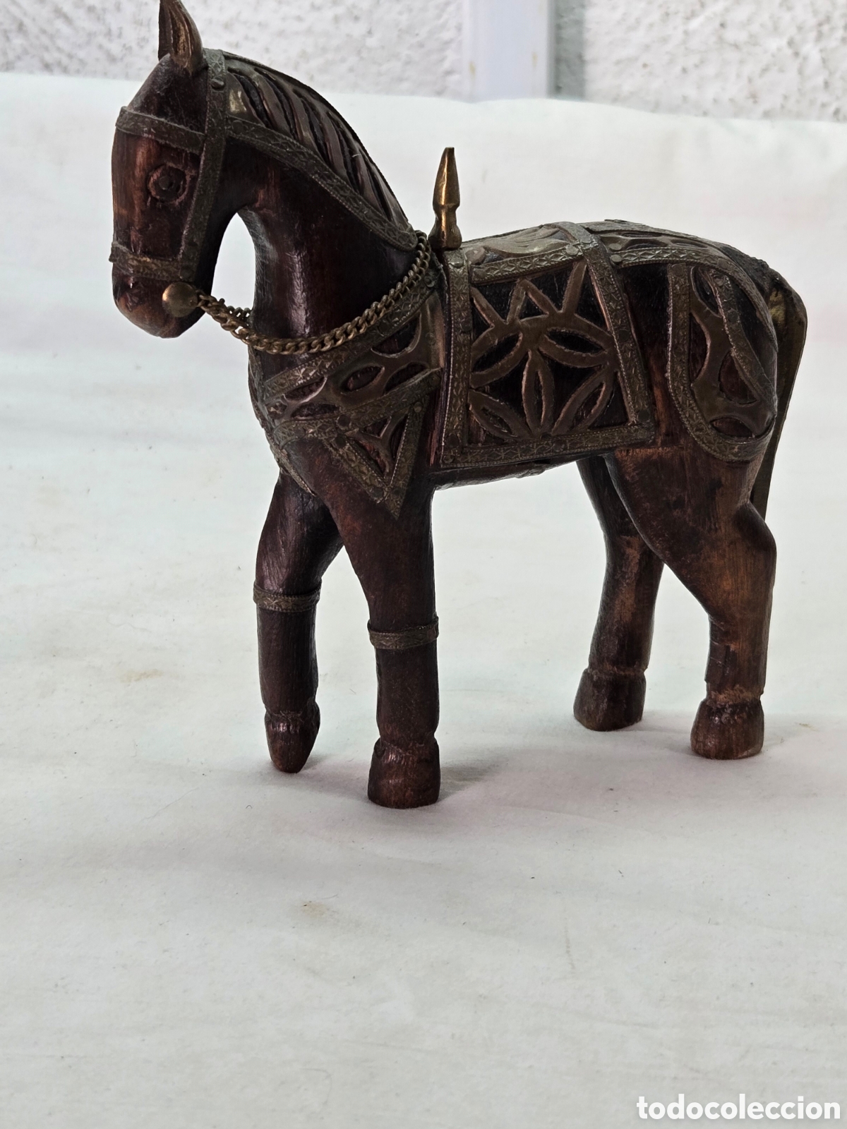 Antig&uuml;edades: Antiguo caballo madera y cobre - Foto 9