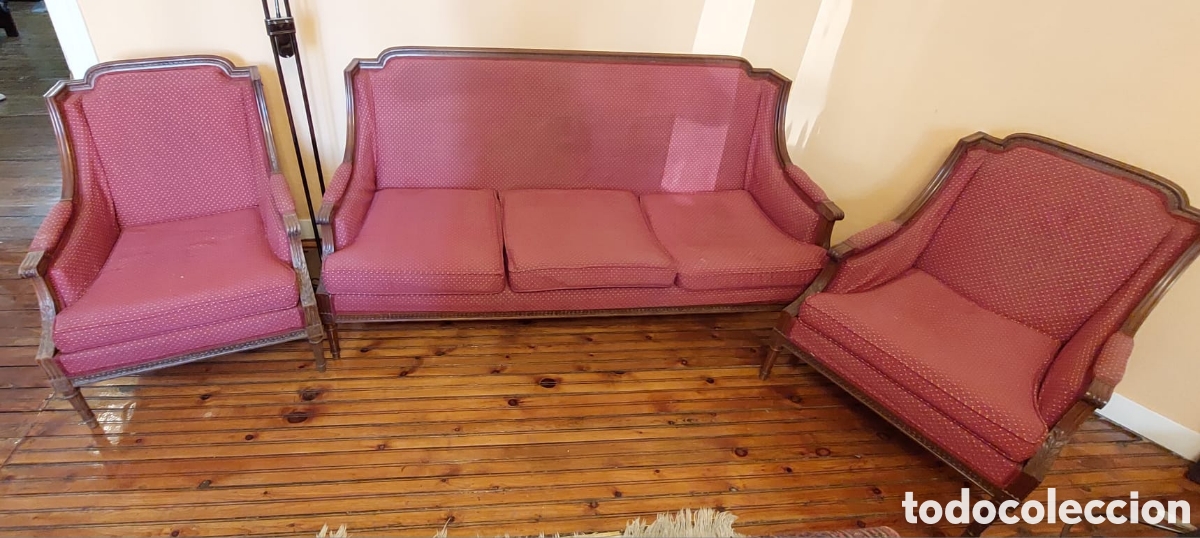 Antig&uuml;edades: Sillones y sof&aacute; madera roble - Foto 1