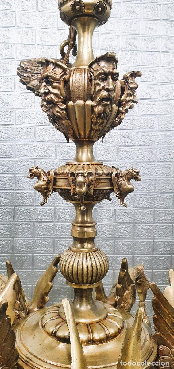 Antig&uuml;edades: Gran lampara de bronce macizo - Foto 4