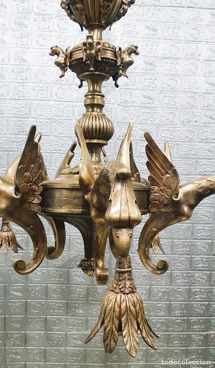 Antig&uuml;edades: Gran lampara de bronce macizo - Foto 5
