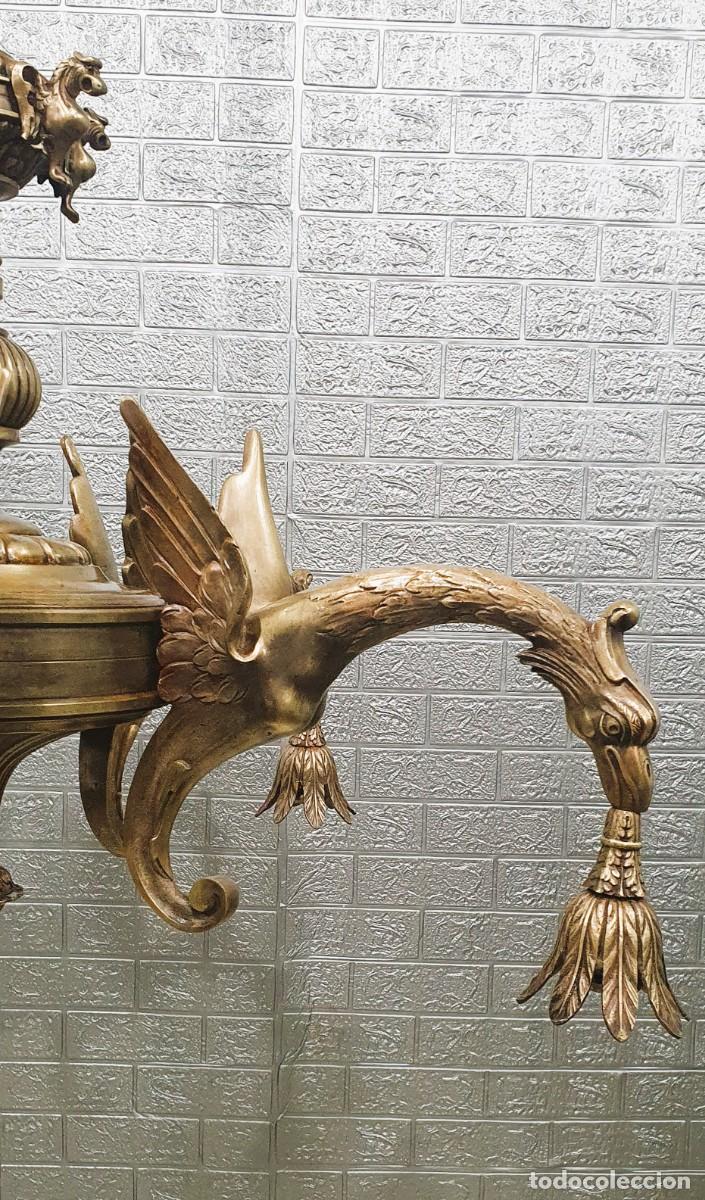 Antig&uuml;edades: Gran lampara de bronce macizo - Foto 6
