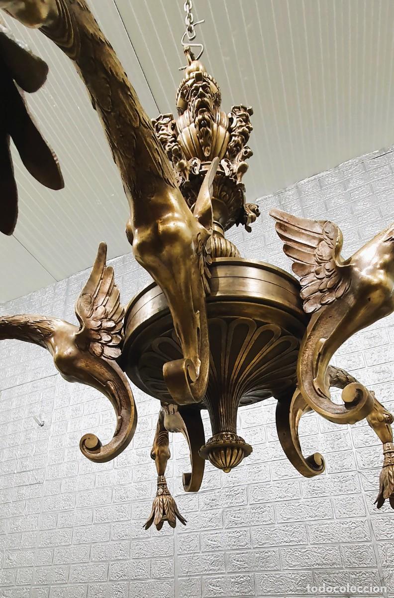 Antig&uuml;edades: Gran lampara de bronce macizo - Foto 10