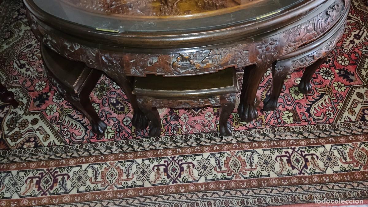 Antig&uuml;edades: Mesa de t&eacute; china, bellamente tallada, mitad del XIX - Foto 2