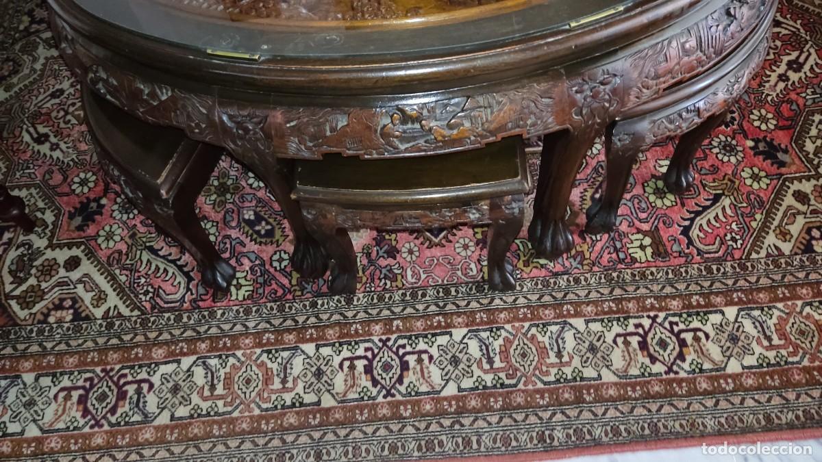 Antig&uuml;edades: Mesa de t&eacute; china, bellamente tallada, mitad del XIX - Foto 3