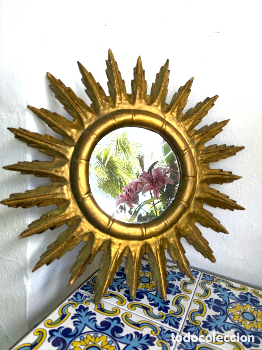 Antig&uuml;edades: ESPEJO SOL MADERA DORADA - Foto 10