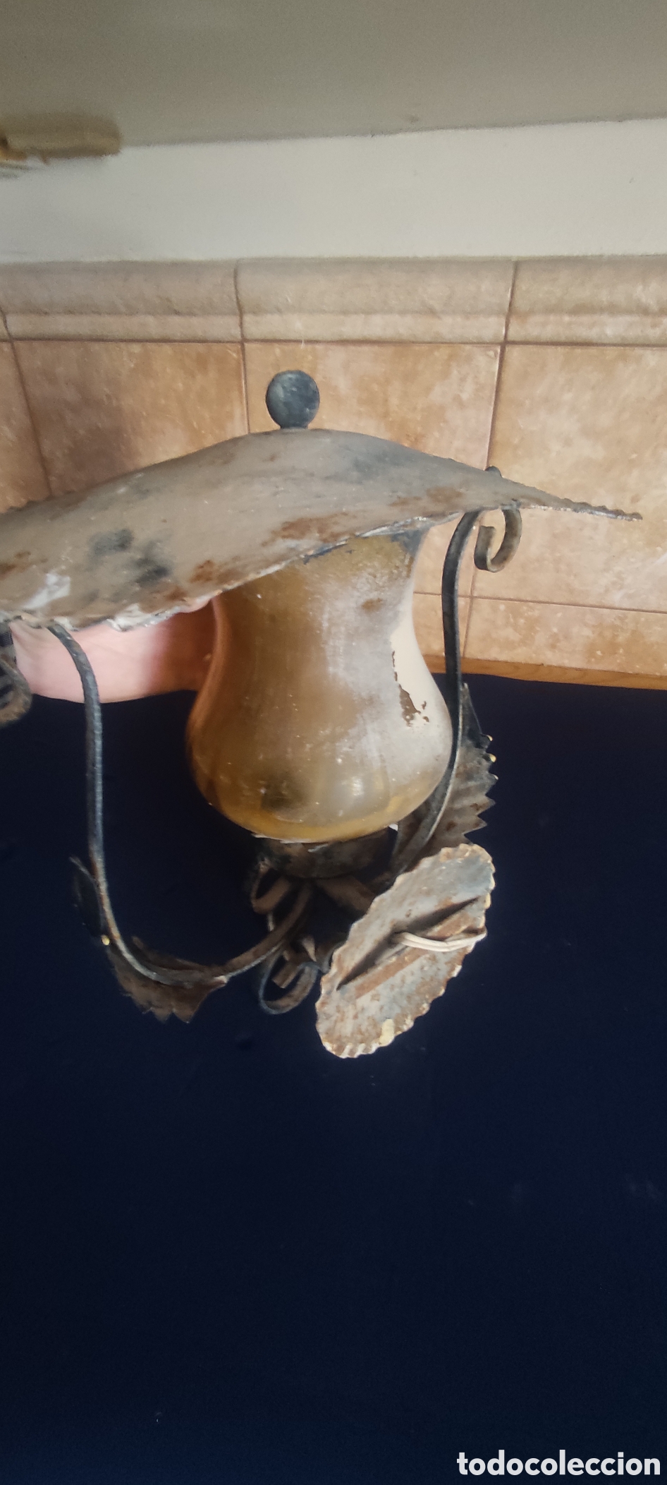Antig&uuml;edades: Antiguo farol de forja recortado - Foto 6