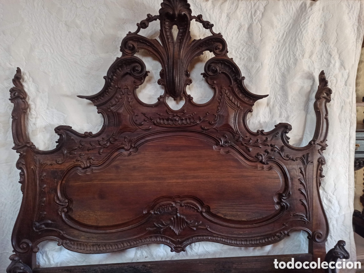 Antig&uuml;edades: cama completa de madera de casta&ntilde;o - Foto 3