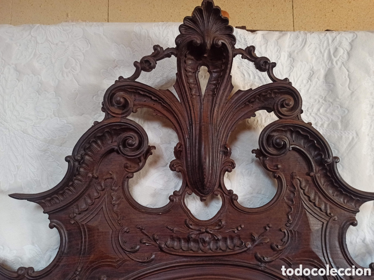 Antig&uuml;edades: cama completa de madera de casta&ntilde;o - Foto 4