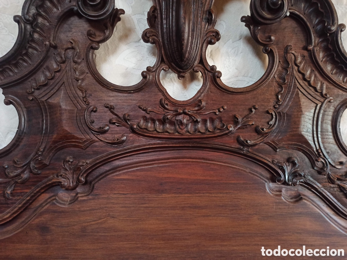 Antig&uuml;edades: cama completa de madera de casta&ntilde;o - Foto 5