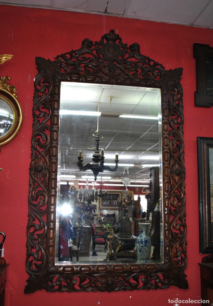 Antig&uuml;edades: ESPEJO TALLADO MADERA ROBLE - Foto 1