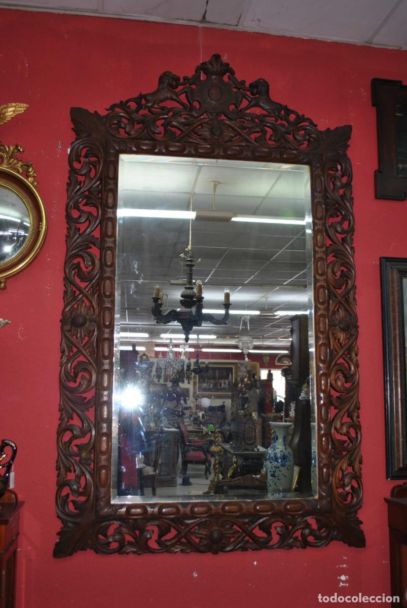 Antig&uuml;edades: ESPEJO TALLADO MADERA ROBLE - Foto 2