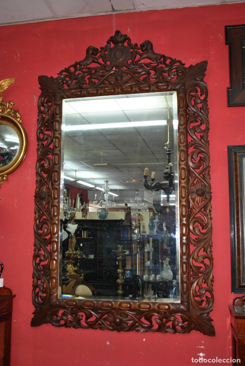 Antig&uuml;edades: ESPEJO TALLADO MADERA ROBLE - Foto 3
