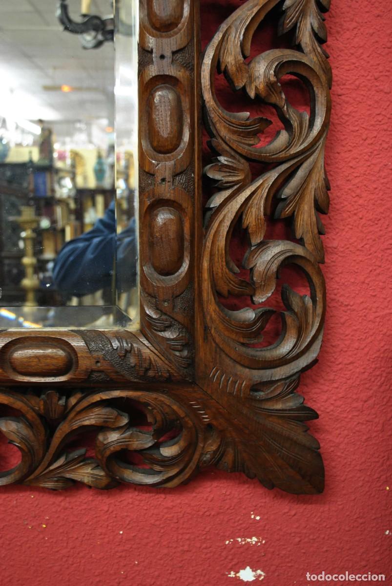 Antig&uuml;edades: ESPEJO TALLADO MADERA ROBLE - Foto 4