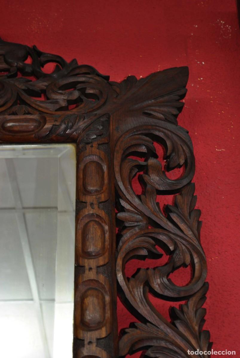 Antig&uuml;edades: ESPEJO TALLADO MADERA ROBLE - Foto 7