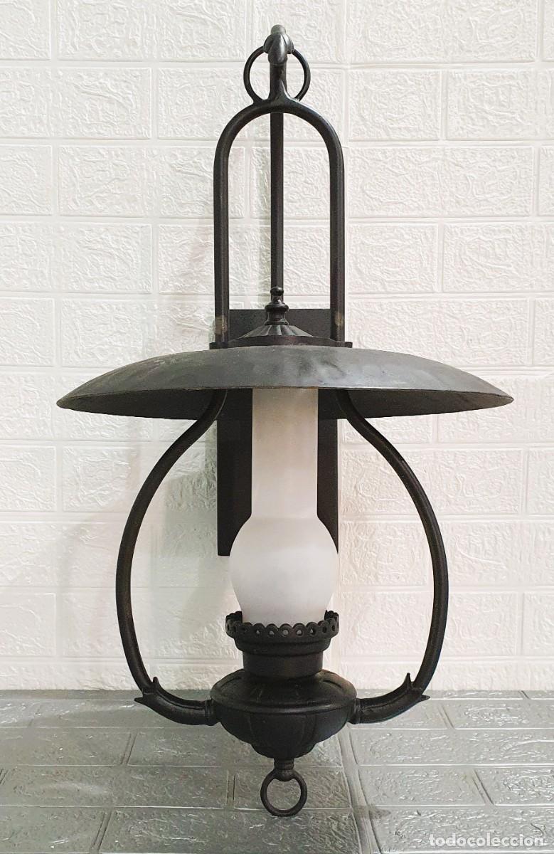 Antig&uuml;edades: Farol de pared tipo quinque de forja - Foto 3