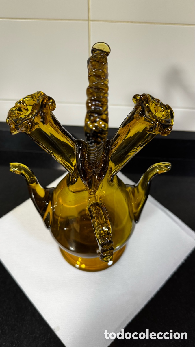 Antig&uuml;edades: Botijo-Aceitera Catal&aacute;n cristal soplado - Foto 2
