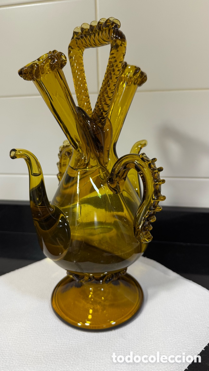 Antig&uuml;edades: Botijo-Aceitera Catal&aacute;n cristal soplado - Foto 3