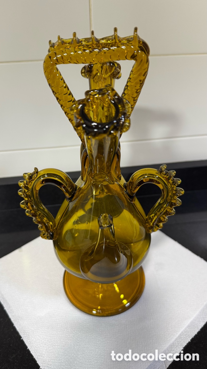 Antig&uuml;edades: Botijo-Aceitera Catal&aacute;n cristal soplado - Foto 4