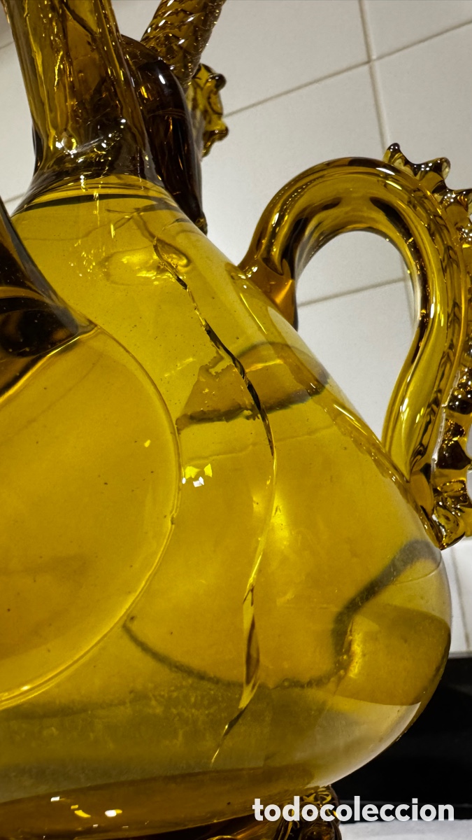 Antig&uuml;edades: Botijo-Aceitera Catal&aacute;n cristal soplado - Foto 9