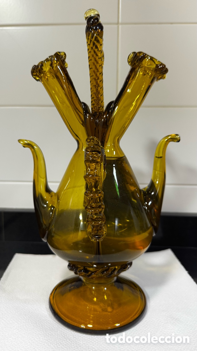 Antig&uuml;edades: Botijo-Aceitera Catal&aacute;n cristal soplado - Foto 1