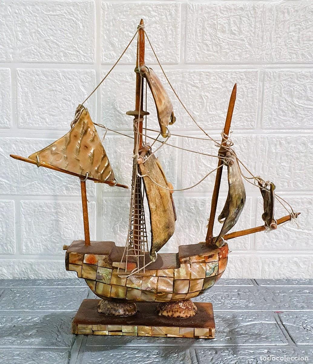 Antig&uuml;edades: Barco carabela en nacar - Foto 3