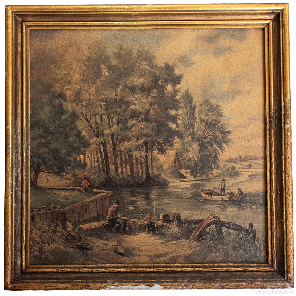 Antig&uuml;edades: Azulejo antiguo pintado - Enmarcado - Foto 1
