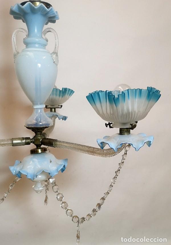 Antig&uuml;edades: L&aacute;mpara de Opalina Azul - Foto 2