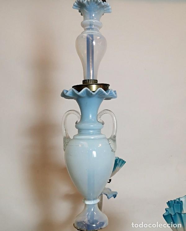 Antig&uuml;edades: L&aacute;mpara de Opalina Azul - Foto 3