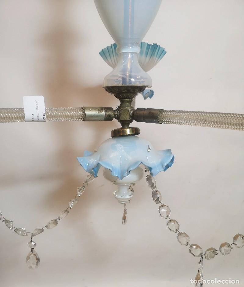 Antig&uuml;edades: L&aacute;mpara de Opalina Azul - Foto 4