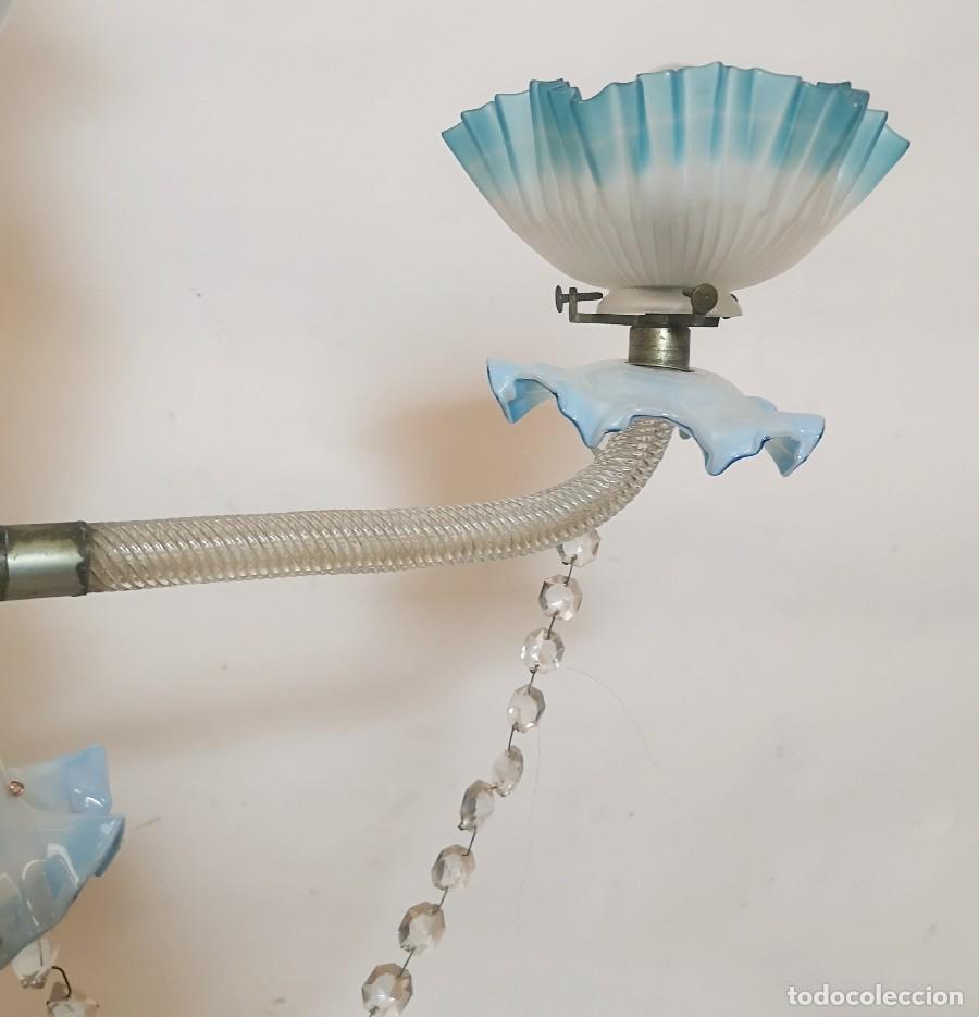 Antig&uuml;edades: L&aacute;mpara de Opalina Azul - Foto 6