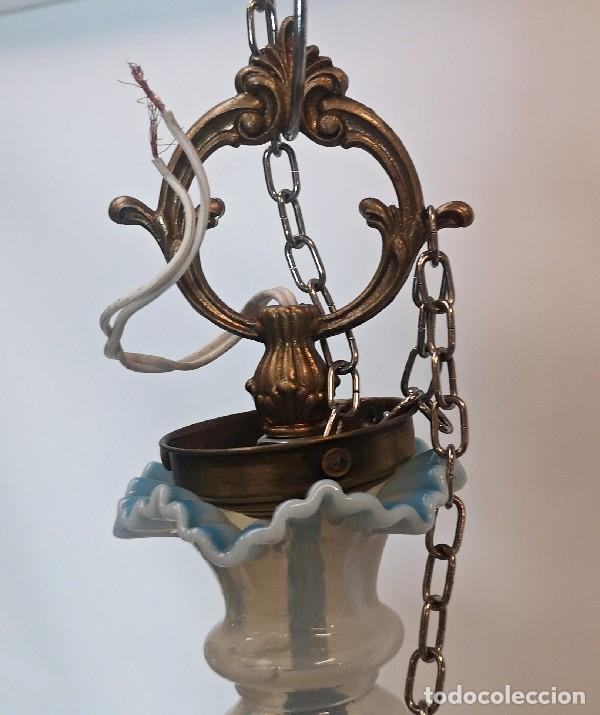 Antig&uuml;edades: L&aacute;mpara de Opalina Azul - Foto 11
