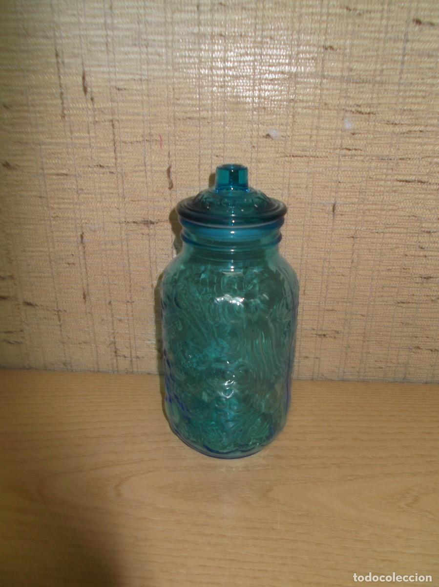 Antig&uuml;edades: Tarro de cristal azul con tapa - Foto 4
