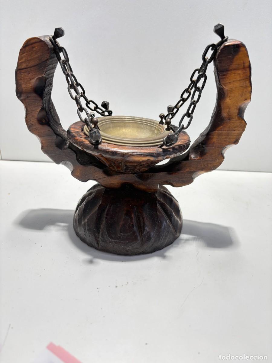 Antig&uuml;edades: CANDELABRO ANTIGUO DE MADERA Y BRONCE