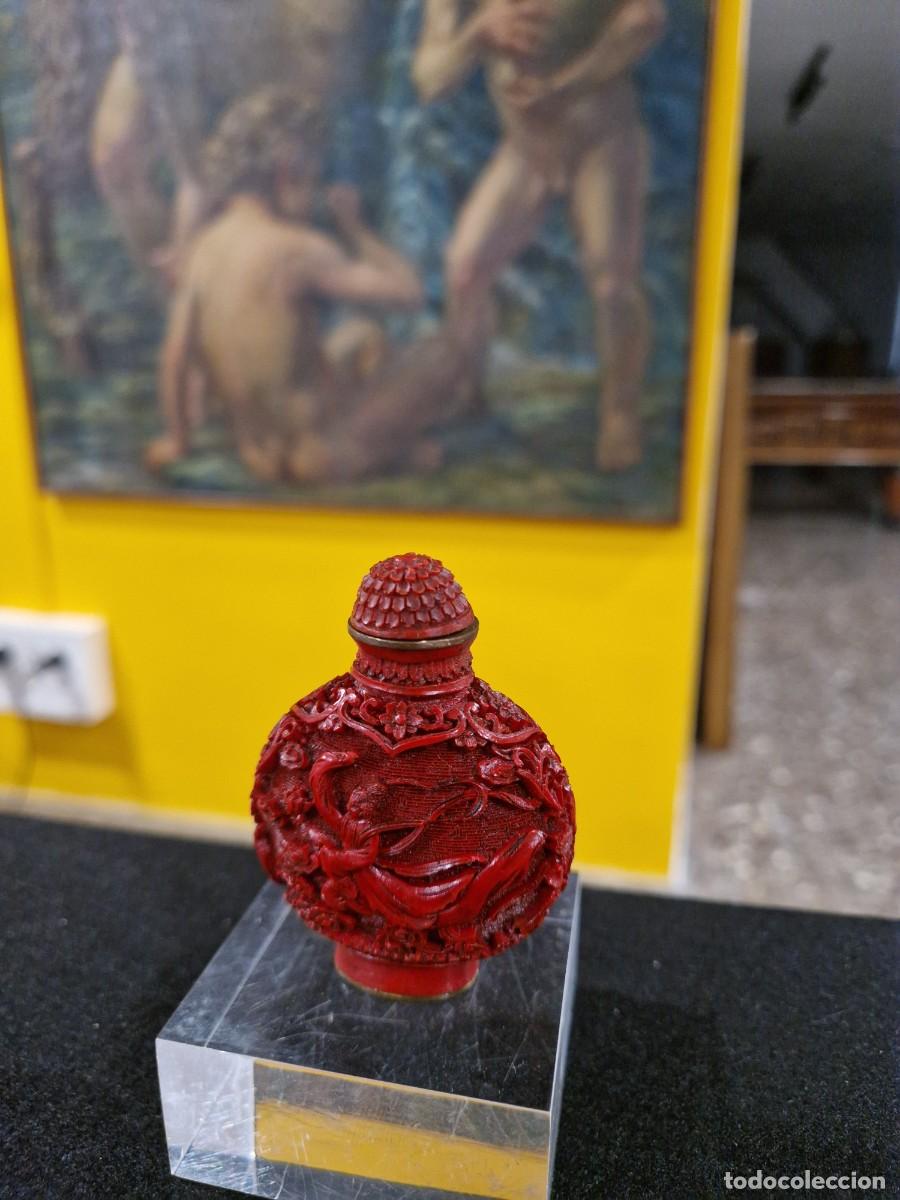 Antig&uuml;edades: Botella de snuff laca cinabrio - Foto 1