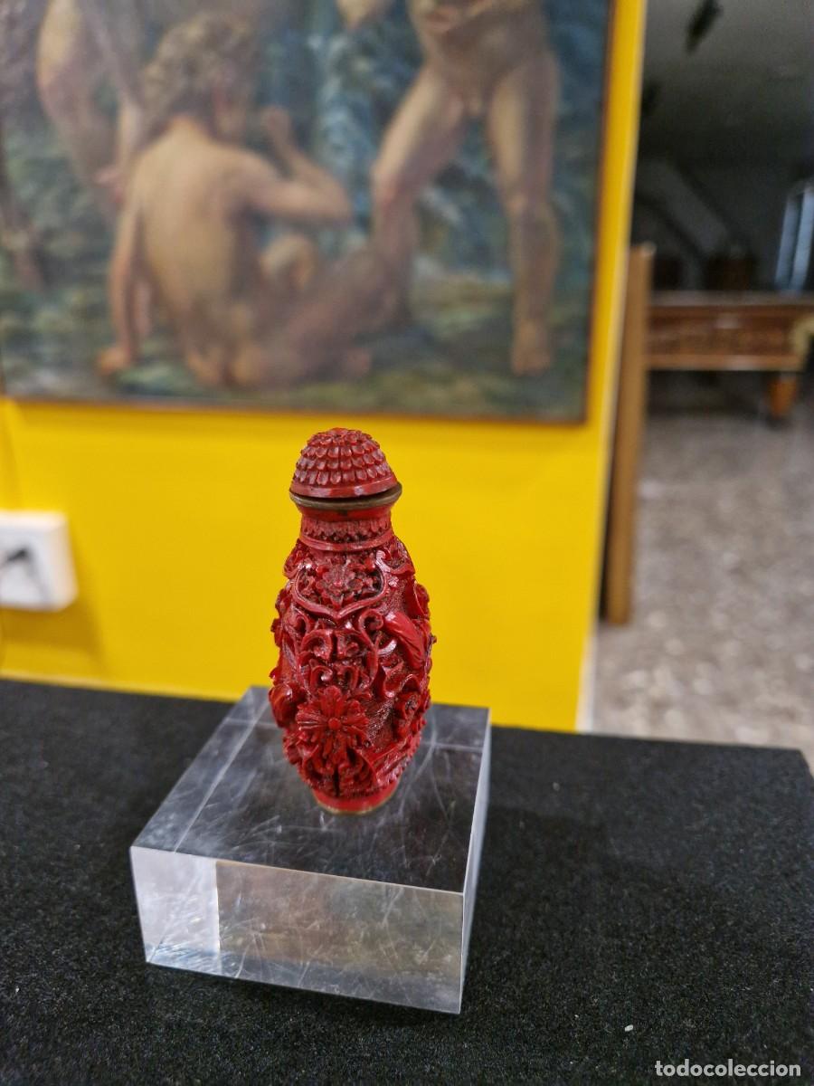 Antig&uuml;edades: Botella de snuff laca cinabrio - Foto 2