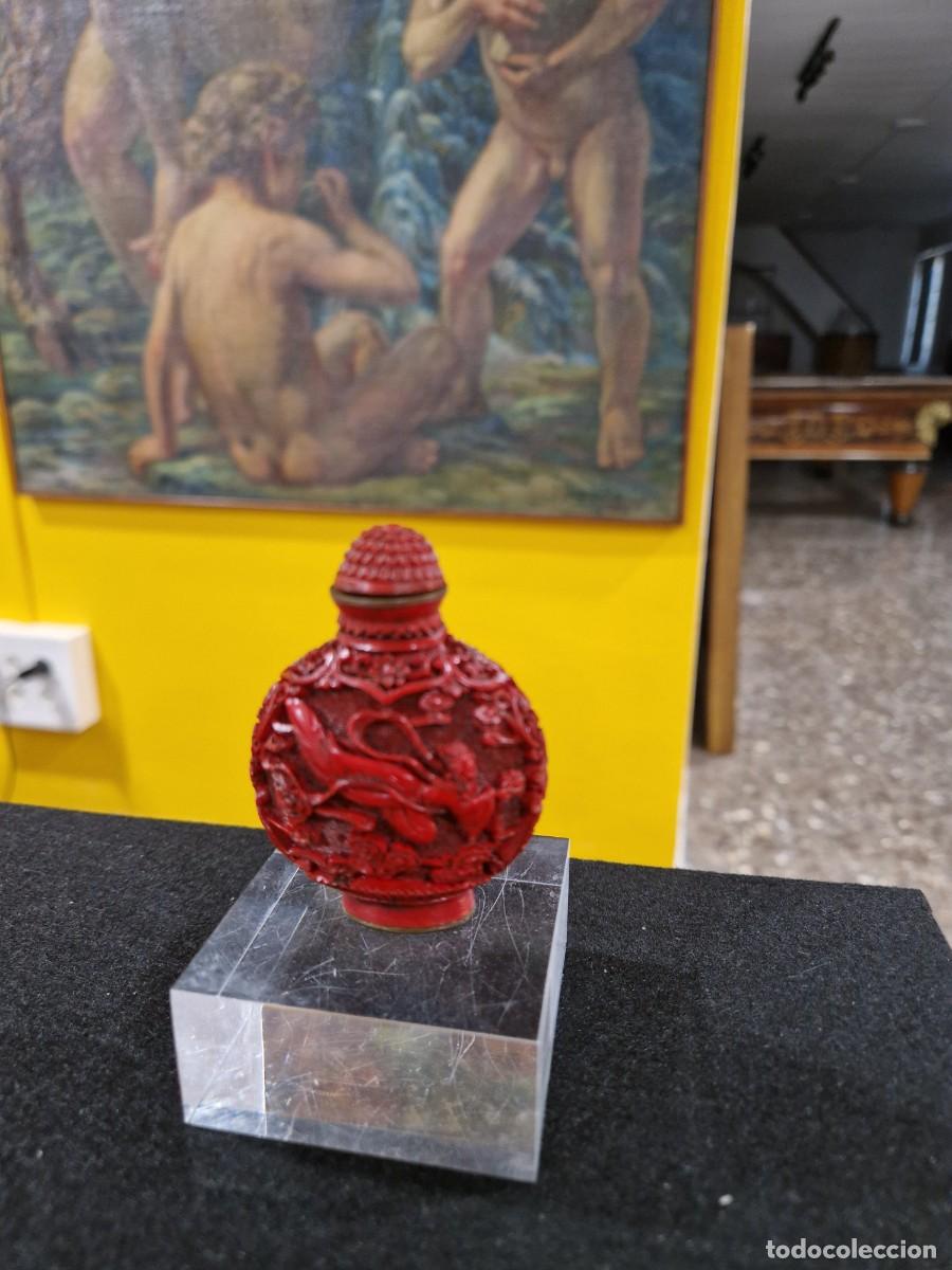 Antig&uuml;edades: Botella de snuff laca cinabrio - Foto 3
