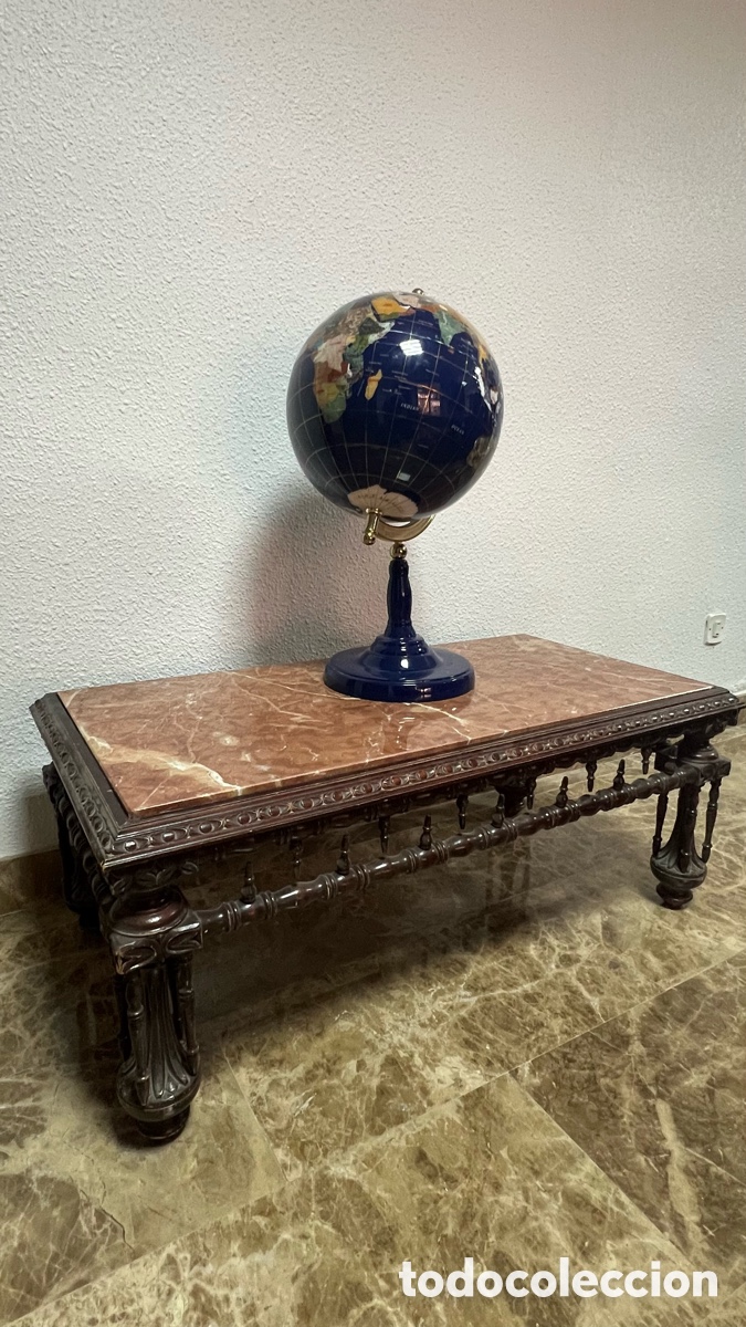 Antig&uuml;edades: Antigua Mesa de Centro de Madera y Marmol Rojo imperial - Foto 10