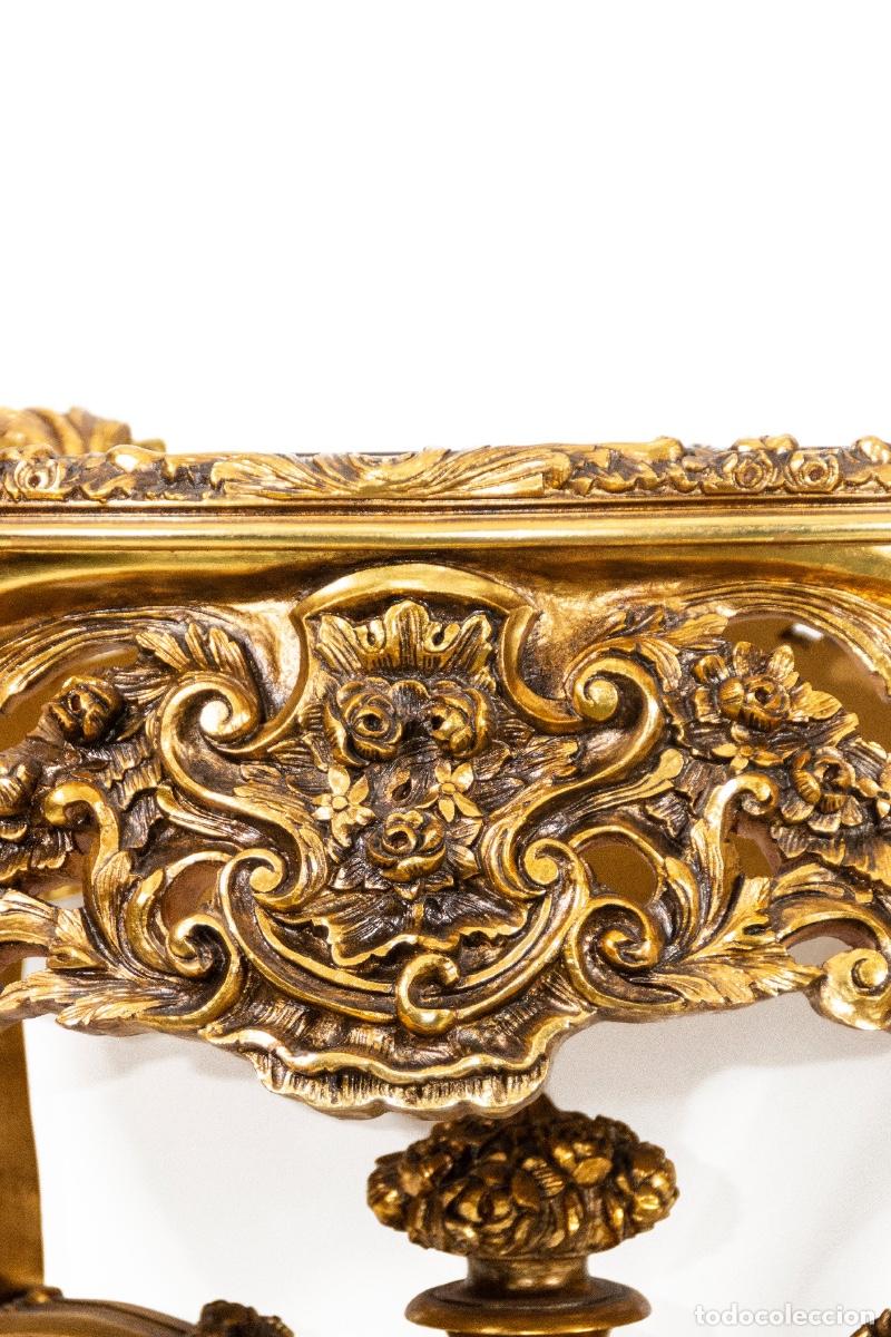 Antig&uuml;edades: Mesa de estilo barroco en madera tallada y pan de oro - Foto 4