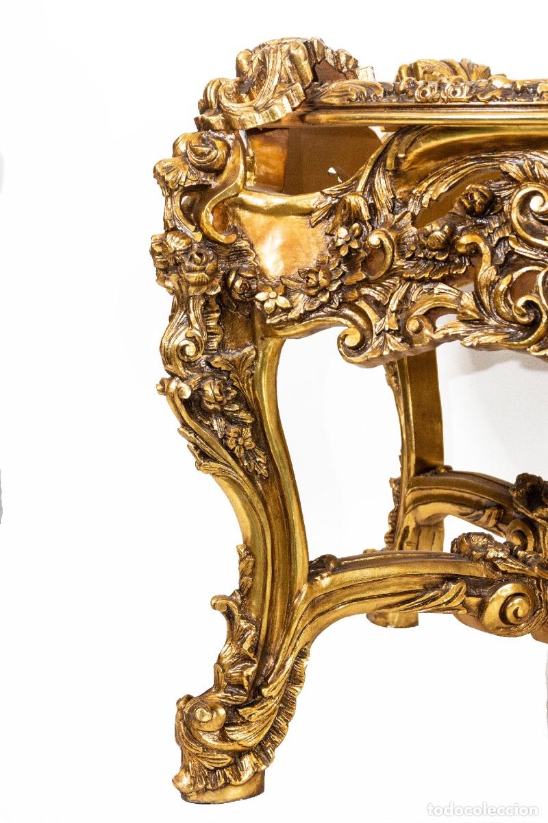 Antig&uuml;edades: Mesa de estilo barroco en madera tallada y pan de oro - Foto 5