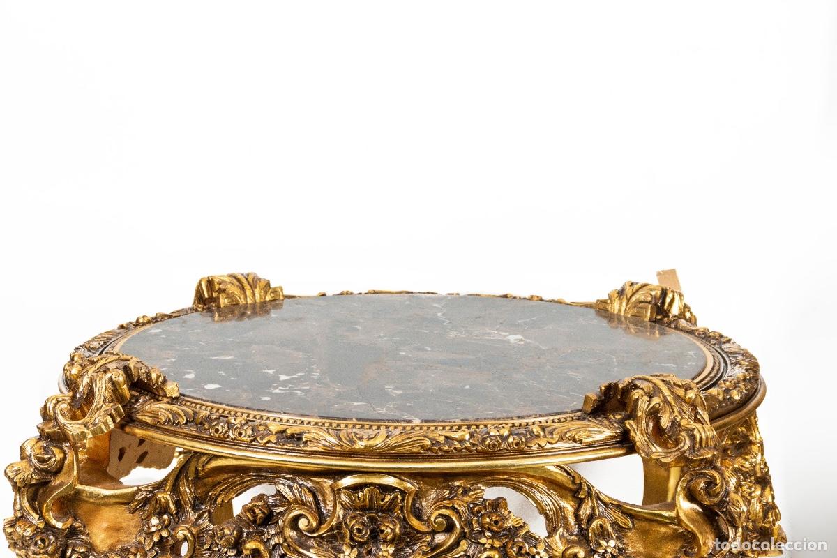Antig&uuml;edades: Mesa de estilo barroco en madera tallada y pan de oro - Foto 3