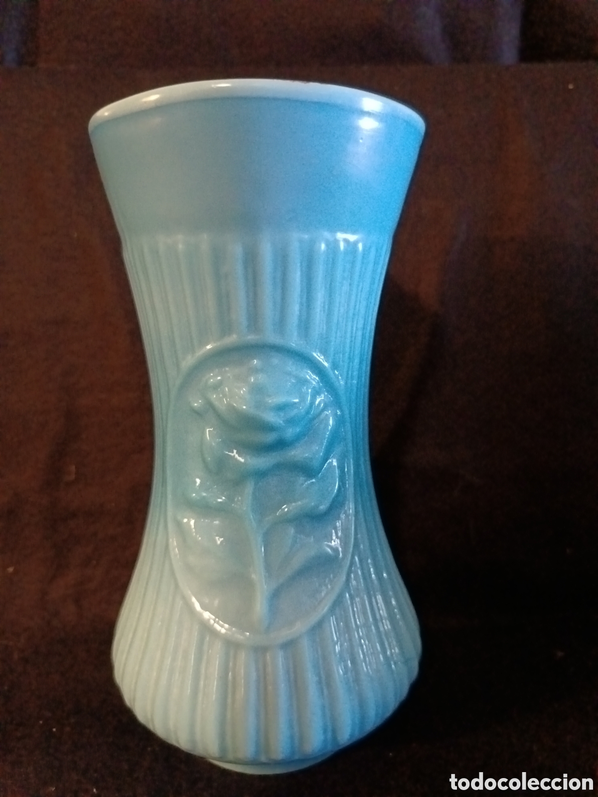 Antig&uuml;edades: Florero opalina azul - Foto 2