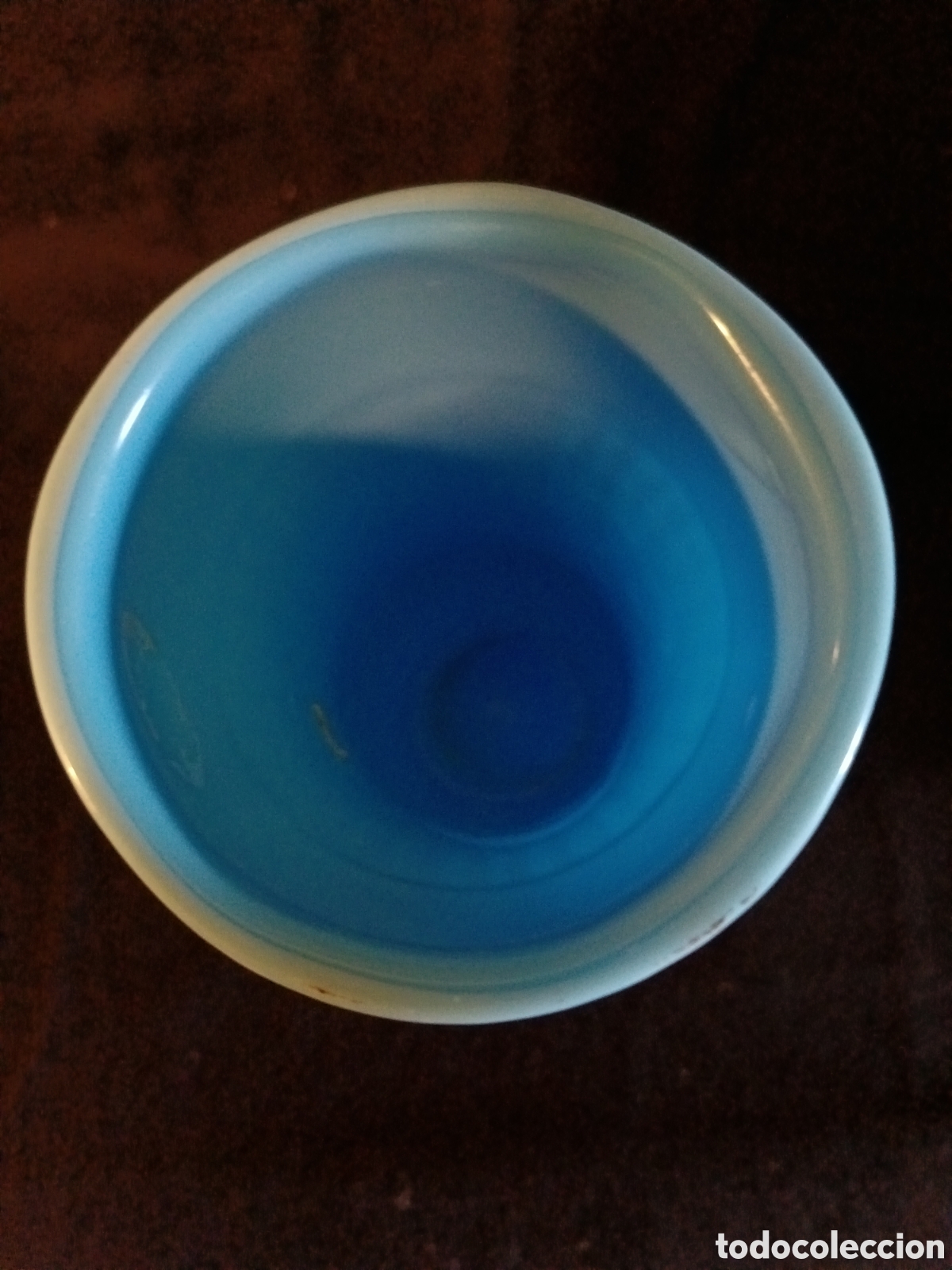 Antig&uuml;edades: Florero opalina azul - Foto 4