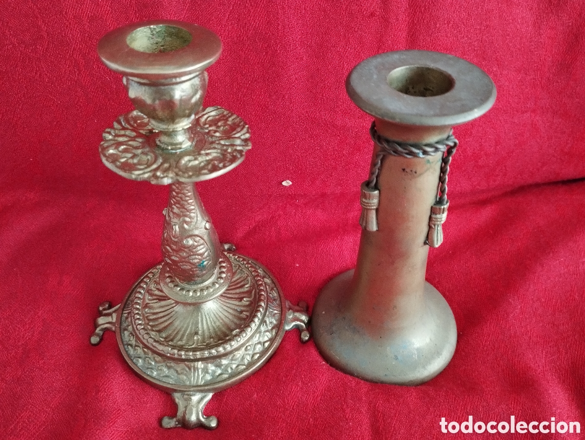 Antig&uuml;edades: Antiguos Candelabros Bronce. - Foto 1