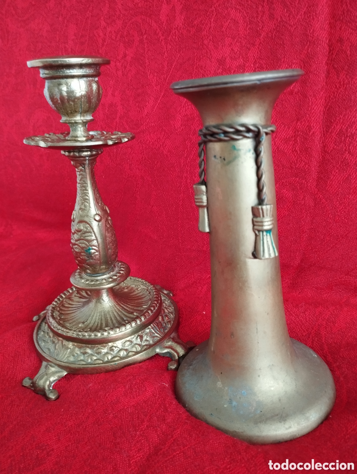 Antig&uuml;edades: Antiguos Candelabros Bronce. - Foto 4