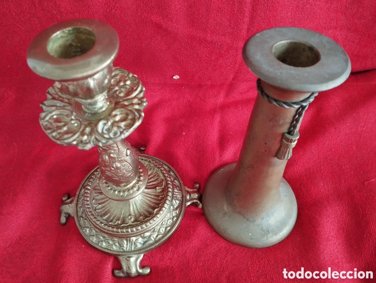 Antig&uuml;edades: Antiguos Candelabros Bronce. - Foto 6